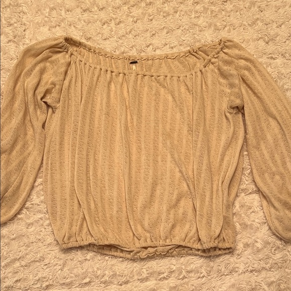 Free People Tops - Free People Cream Textured Knit Top